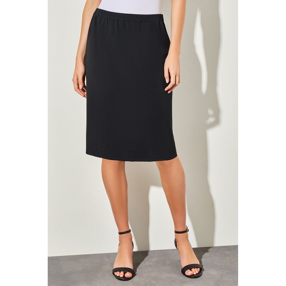 Ming Wang | Black Elastic Waist Straight Skirt Size XL Classic Office $185
